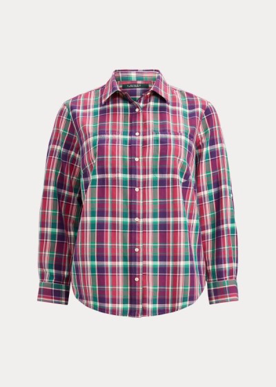 Women's Ralph Lauren Plaid Cotton Twill Shirts | 375986FYZ